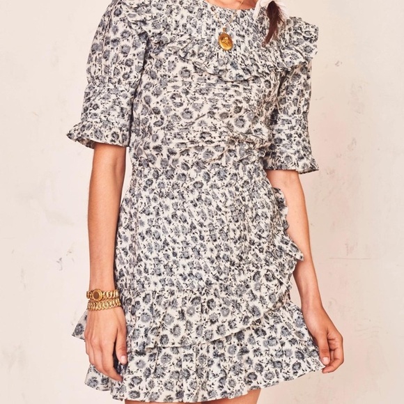 LoveShackFancy Dresses & Skirts - LoveShackFancy Floreen Mini in Warm Gray Pintuck Pleated Cotton